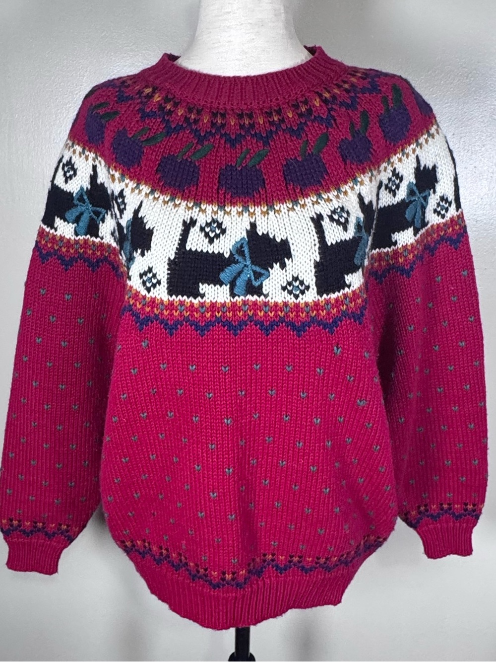 Vintage Northern Isles Scottie Dog Fair Isle 90s Retro Christmas Sweater Sz XL